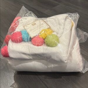 POTTERY BARN TEEN~New~12x24 Colorful Pom Pom Pillow Cover + Pillow